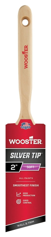 Wooster 5221-2 Paint Brush, Silver/White, Birch Hardwood Handle, 2 in W, 2-11/16 in L Bristle, Polyester Bristle